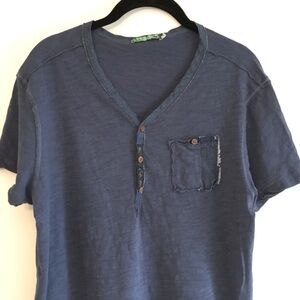 2/$20 New Enos Jeans Italian Henley Blue T-shirt